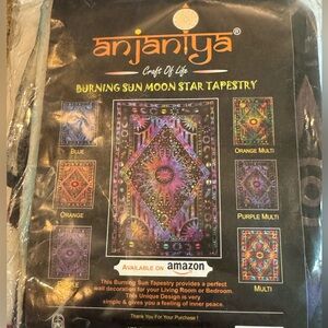 Anjaniya Burning Sun Moon Star Tapestry